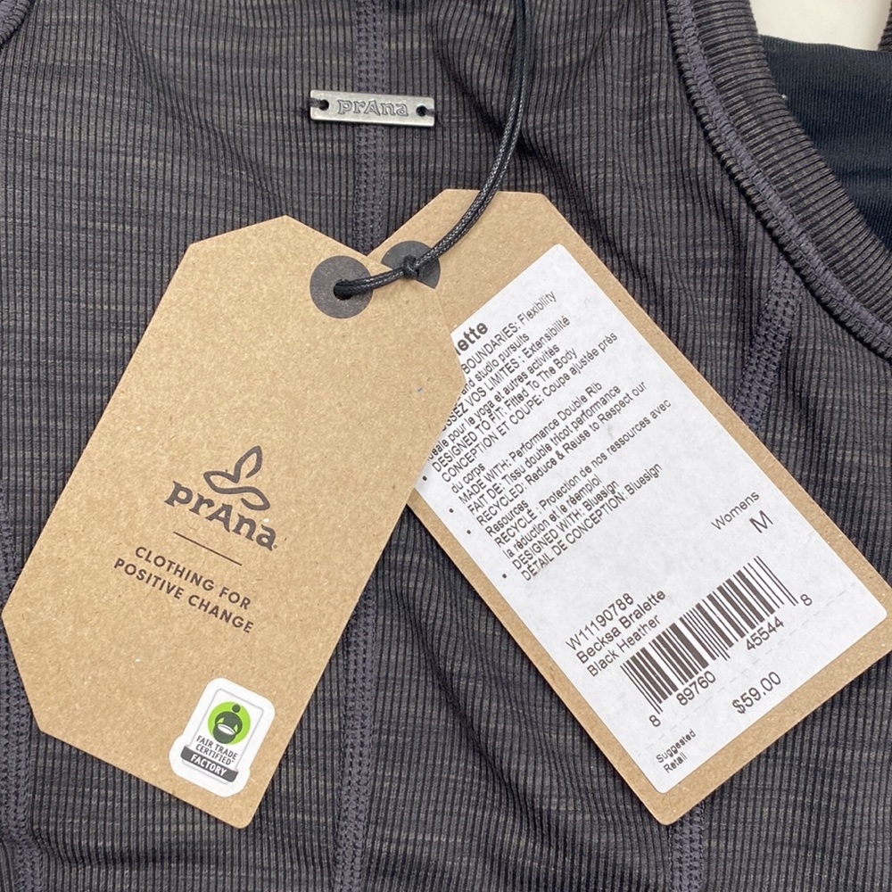 (A4c) prAna Becksa Bralette ONLY, Color - Black Heather, Size‎ Medium, NWT - Picture 7 of 8